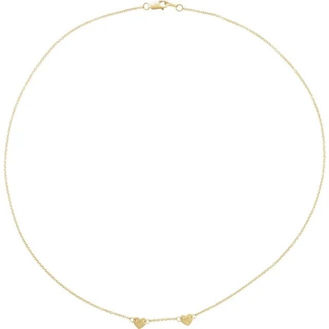 14K Yellow Heart Engravable Family 16" Necklace, choose 1 to 5 hearts