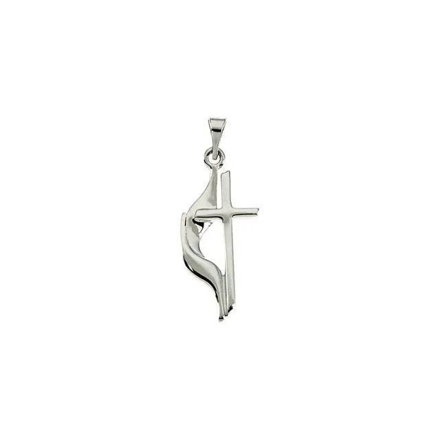 Methodist cross pendant in 2 sizes, 14k yellow gold or sterling silver