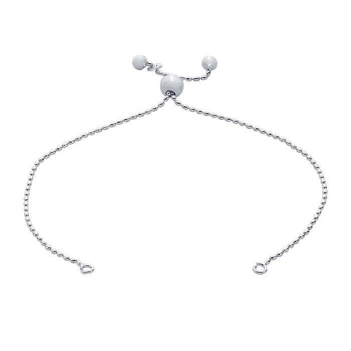 Sterling silver 1.2mm bead chain bracelet component, adjustable