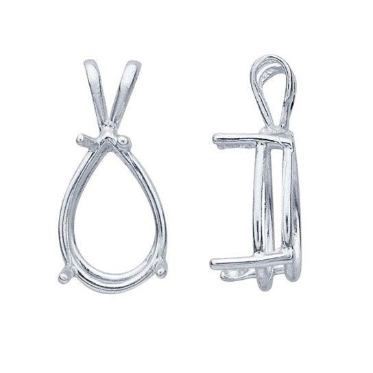 Sterling silver pear readyset™ basket pendant mounting, 4-prong, different sizes available