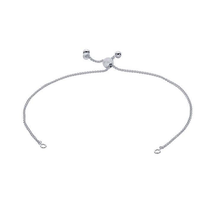 Sterling silver 1.3mm wheat chain bracelet component, adjustable