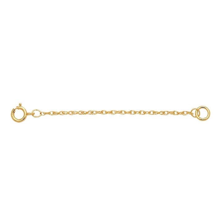 14k solid yellow gold rope chain extender, 2"