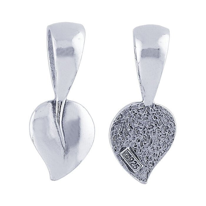 Sterling Silver Leaf Glue-On Pendant Bail, choose your size....