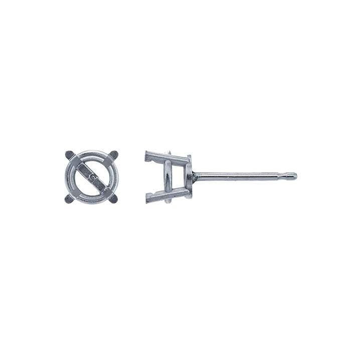 14k Gold Round Stone Earring Mounting: Pre-Notched Basket Setting