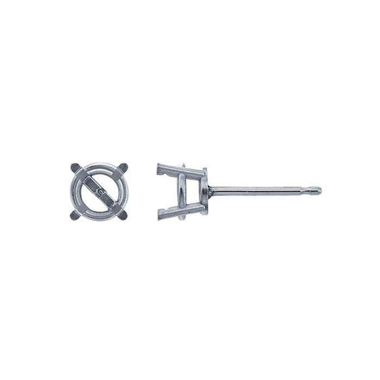 14k Gold Round Stone Earring Mounting: Pre-Notched Basket Setting