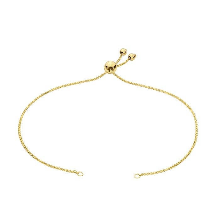 14k gold diamond-cut wheat chain bracelet component, adjustable, your choice, yellow, rose, or white gold