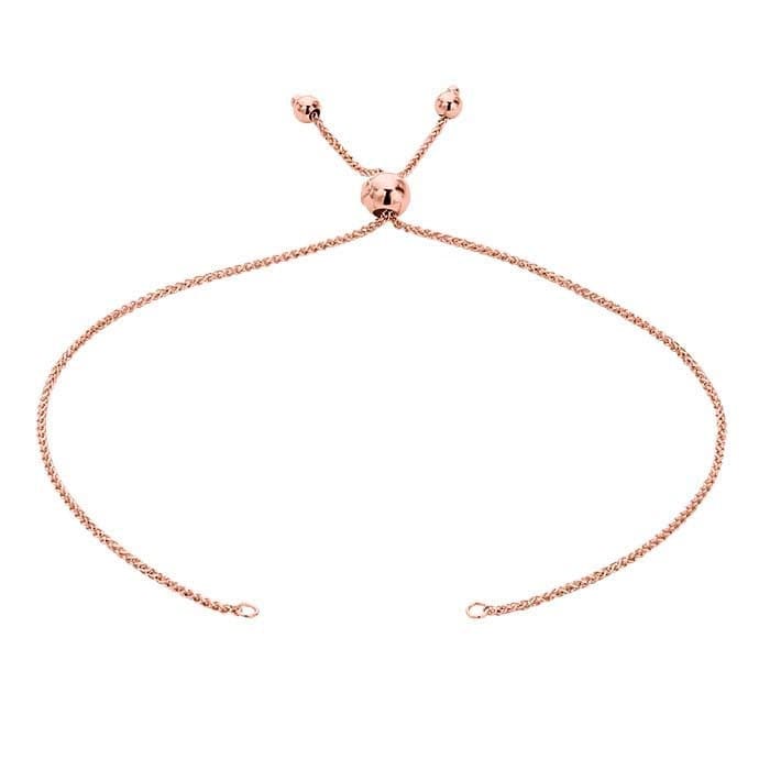 14k gold diamond-cut wheat chain bracelet component, adjustable, your choice, yellow, rose, or white gold