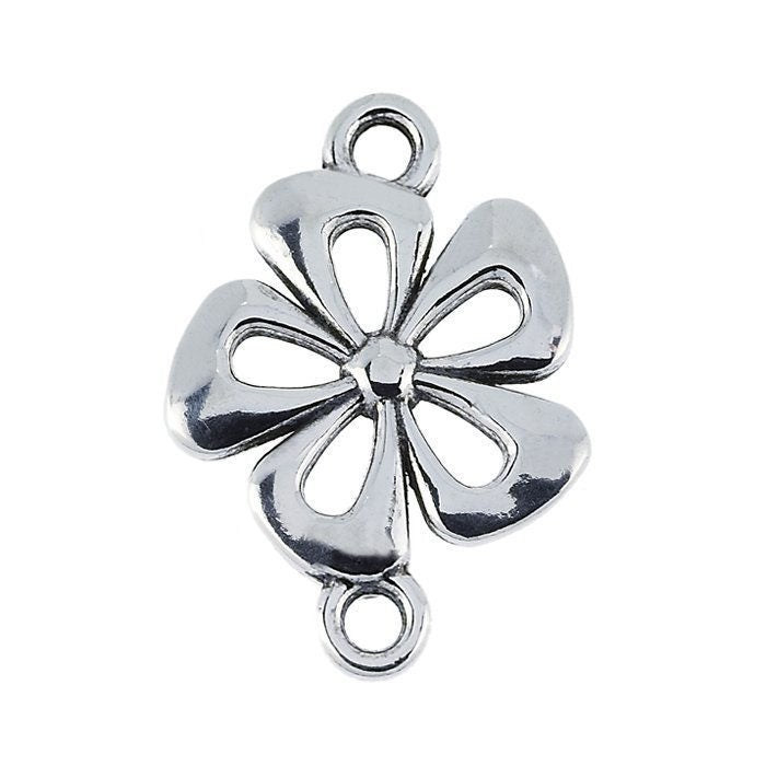 Sterling silver flower link component,
