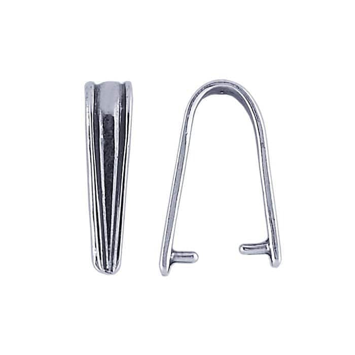 Sterling silver grooved pinch bail, 11x4mm, sold per piece