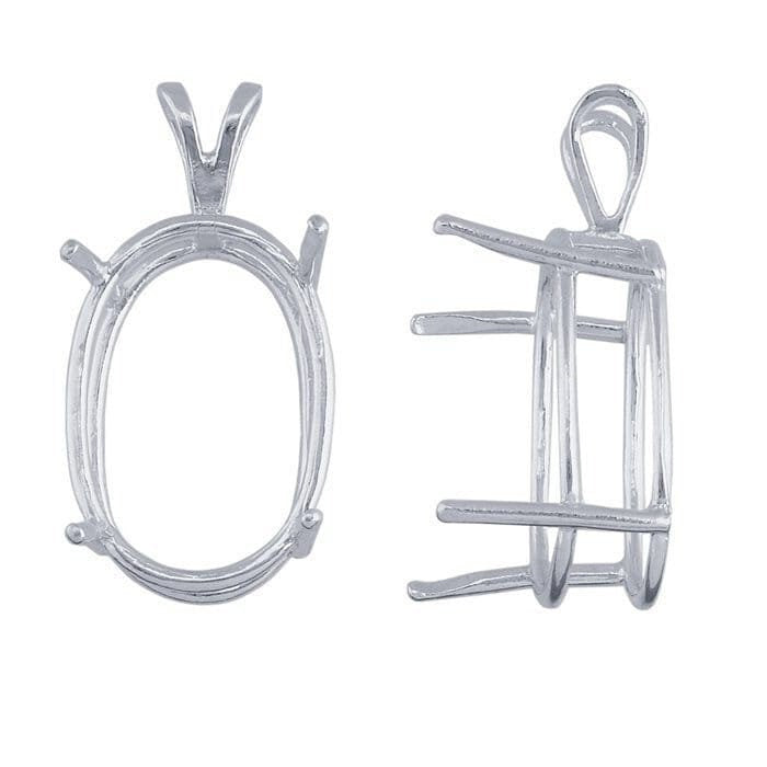 Sterling silver oval readyset basket pendant mounting, 4-prong
