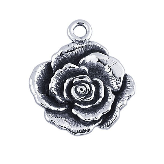 Sterling silver rose blossom charm