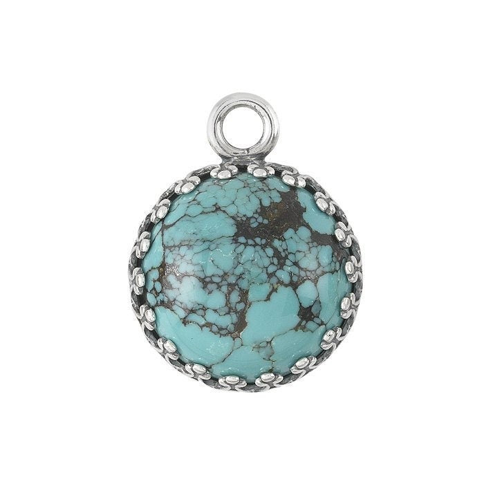 Sterling silver oxidized round gallery wire bezel pendant mounting