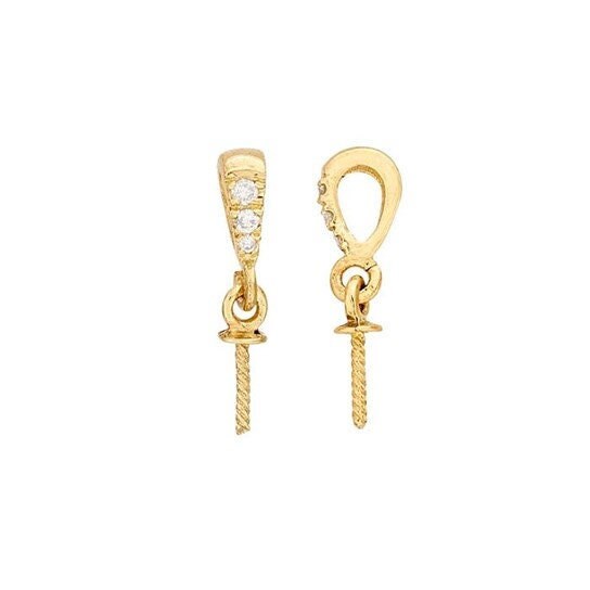 14k yellow gold diamond-set pearl pendant mounting