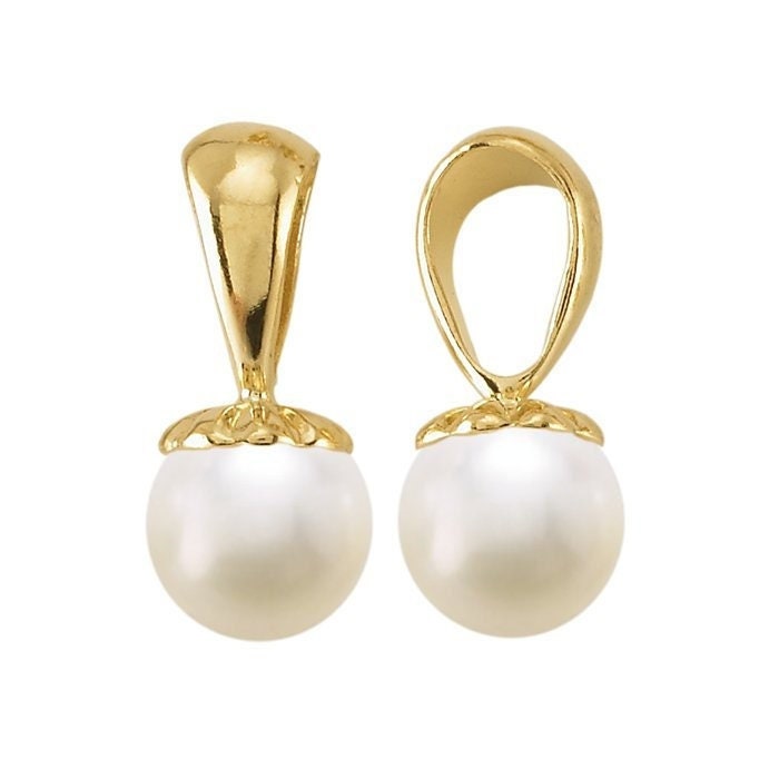 14k yellow or white gold pendant mounting with pearl peg