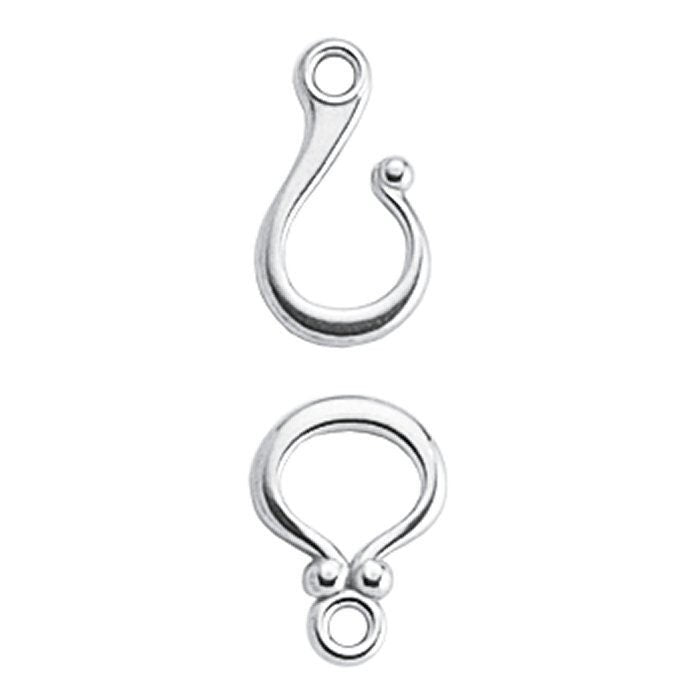 Argentium silver hook and eye clasp