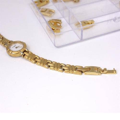 Watchband extenders with fold over tongue, watchband clasp, stainless steel clasp