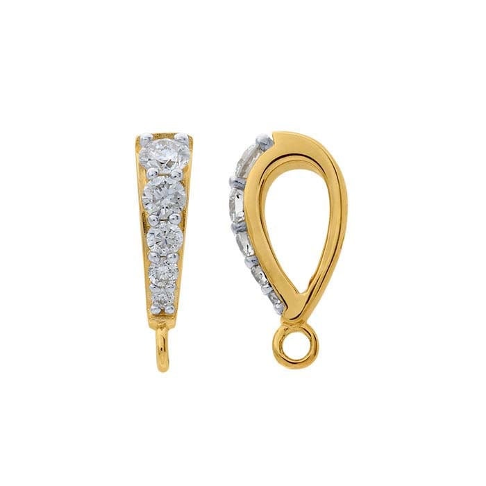 14K Yellow or White Gold Diamond-Set Pendant Bail with Ring