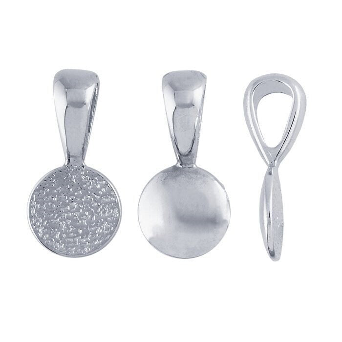 Sterling Silver Round Glue-On Pendant Bail