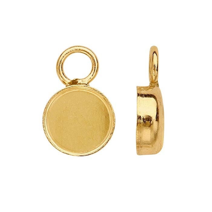 14/20 yellow gold-filled round cabochon component mounting