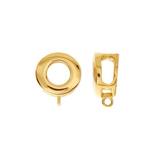 14K White or Yellow Gold Circle Pendant Bail with Ring
