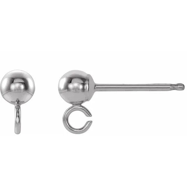 Ball post earrings with open ring, choose your metal and size.