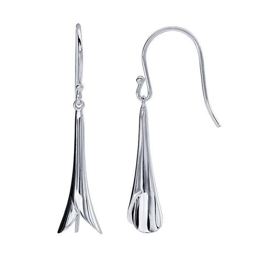 Sterling silver tulip ear wire with pearl peg - 1 pair