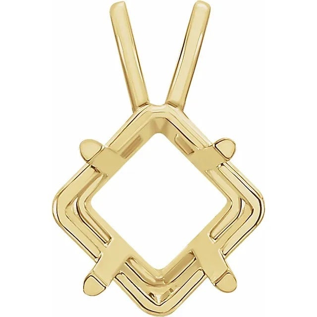 Square 4-Prong Pendant Mounting available in different sizes and metals