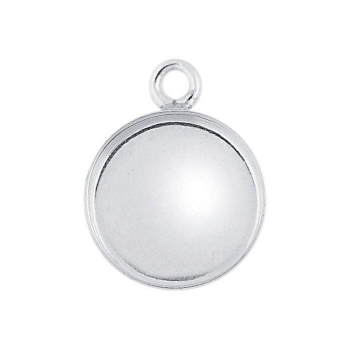 Sterling silver round bezel component, Cabochon or resin mounting