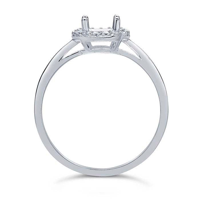 Sterling silver rhodium-plated 8 x 6mm oval semi-mount engagement ring mounting avilable in sz 7 and 8