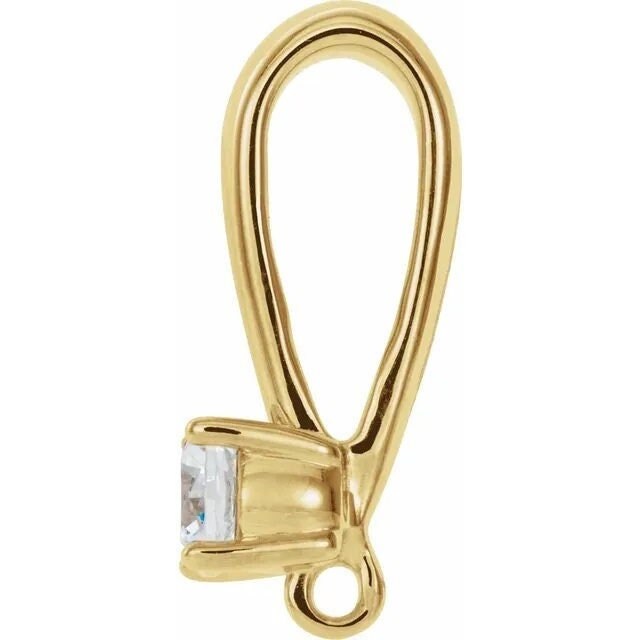 Bail with 3mm 4 prong setting in Sterling Silver or 14k Gold