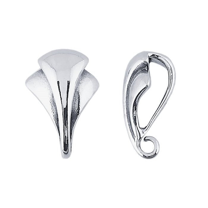 Sterling Silver Fluted Pendant Bail with Ring