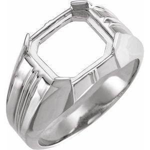 12x10 mm Emerald Ridged Cabochon Ring Mounting in Sterling Silver, 10k Gold or 14k Gold