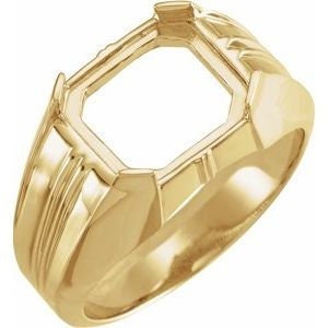 12x10 mm Emerald Ridged Cabochon Ring Mounting in Sterling Silver, 10k Gold or 14k Gold