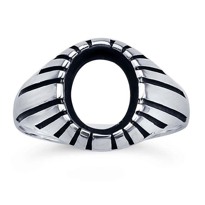 Men's 925 sterling silver oval cabochon ring mounting, size options available
