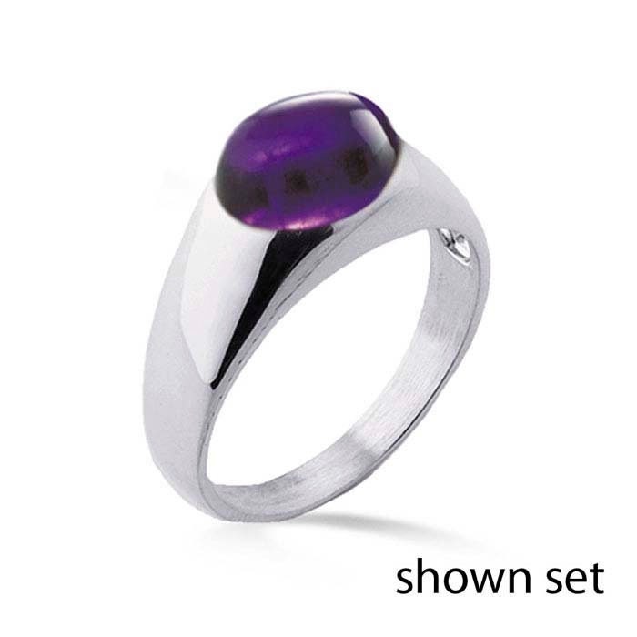 Men's sterling silver 10 x 8mm oval buff-top ring mounting, sz 10