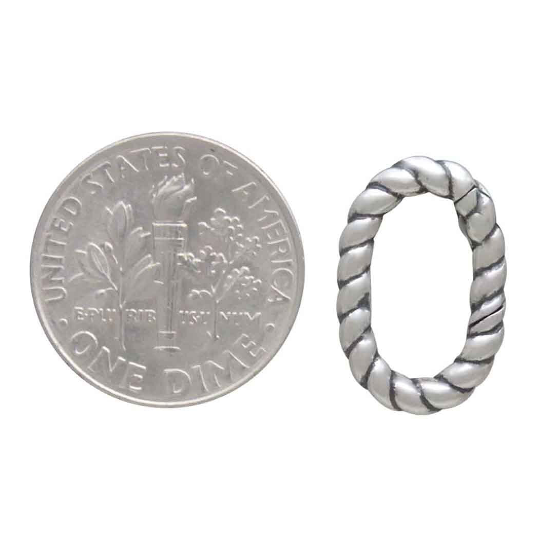 Removable Twisted Wire Oval Charm Holder 17x11mm in 925 Sterling Silver
