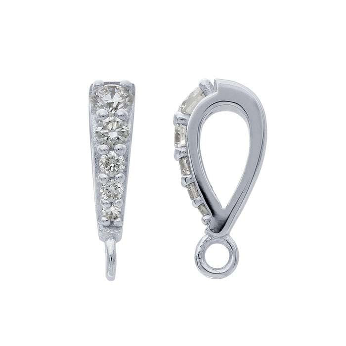 14K Yellow or White Gold Diamond-Set Pendant Bail with Ring
