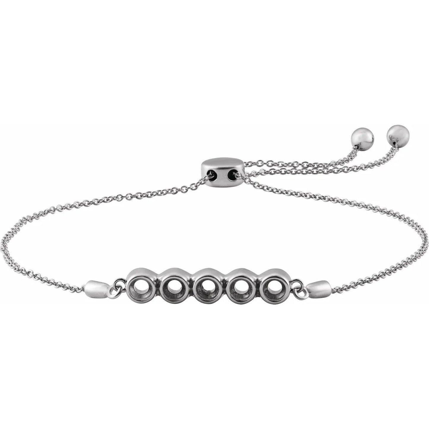 Sterling Silver Family Birthstone Bracelet Mounting: Adjustable Bolo Style
