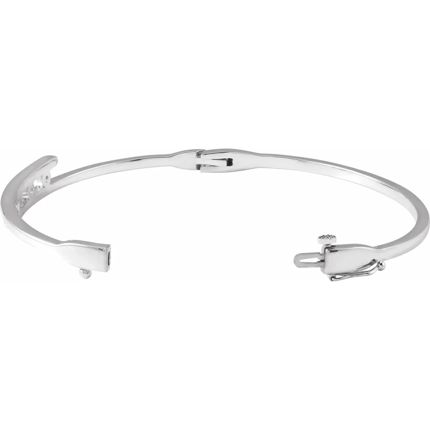 Round Three-Stone Bangle 6 3/4” Bracelet Mounting for 3.2mm Gemstones in 925 Sterling Silver or 14k Gold