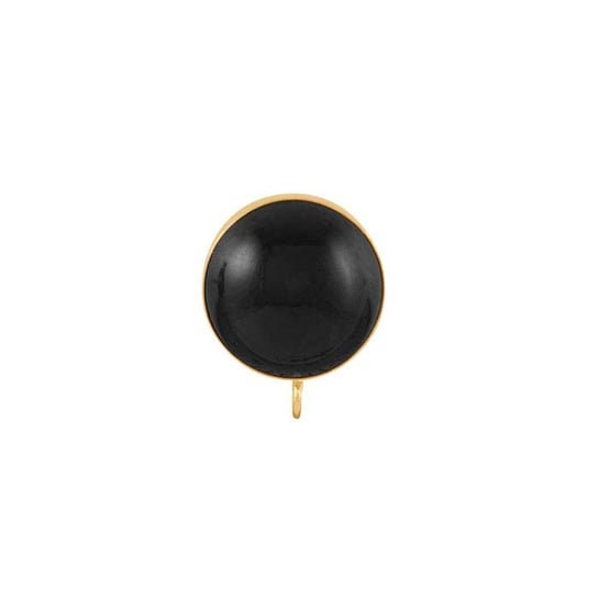 Yellow Gold-Filled Round Cabochon Post Earring Mounting with Open Ring