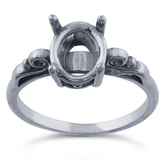 Sterling Silver Scroll ReadySet™  Ring Mounting, choose round or oval setting