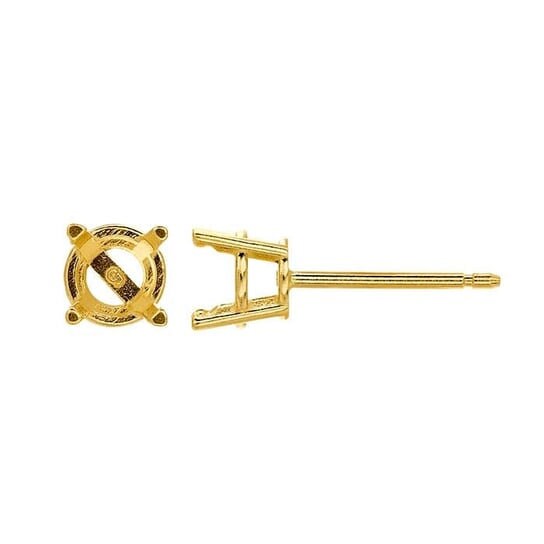 14k Gold Round Stone Earring Mounting: Pre-Notched Basket Setting