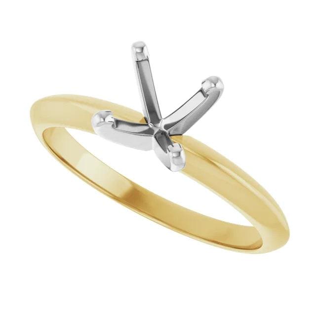 14K Yellow/White 6-6.6 mm Round 4-Prong Light Solitaire Ring Mounting, pre-notched