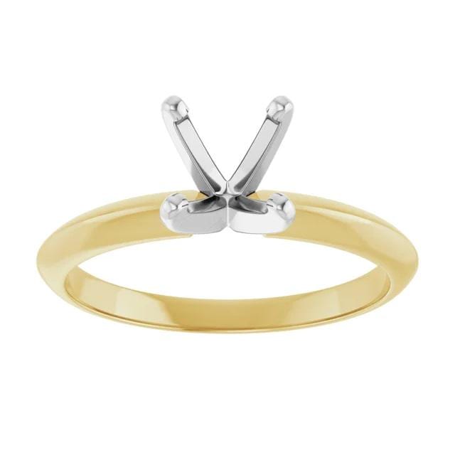14K Yellow/White 6-6.6 mm Round 4-Prong Light Solitaire Ring Mounting, pre-notched