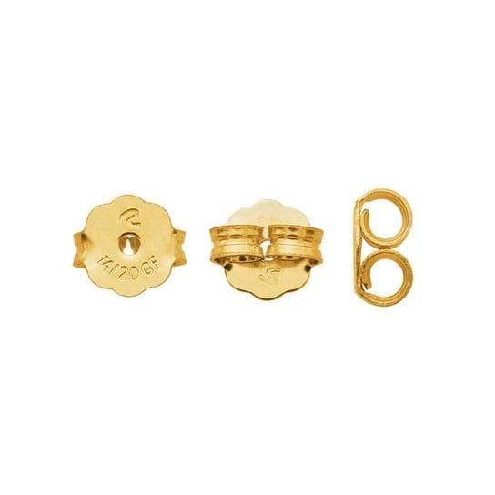 Yellow Gold-Filled Round Cabochon Post Earring Mounting with Open Ring