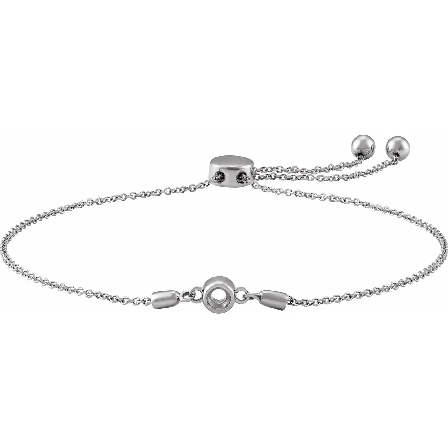 Sterling Silver Family Birthstone Bracelet Mounting: Adjustable Bolo Style