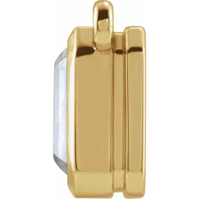 14k Gold Emerald Bezel Necklace Center Mounting, 3 sizes available