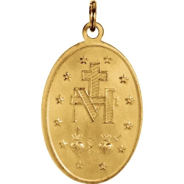 Oval Miraculous Medal in 925 Sterling Silver or 14k Gold, 4 sizes available