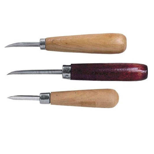 Burnisher Set: Stainless Steel Blades, Wood Handles