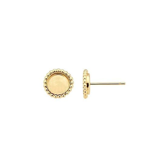 Yellow Gold-Filled 6mm Round Cabochon Beaded Post Earring Mounting, 4 setting sizes available